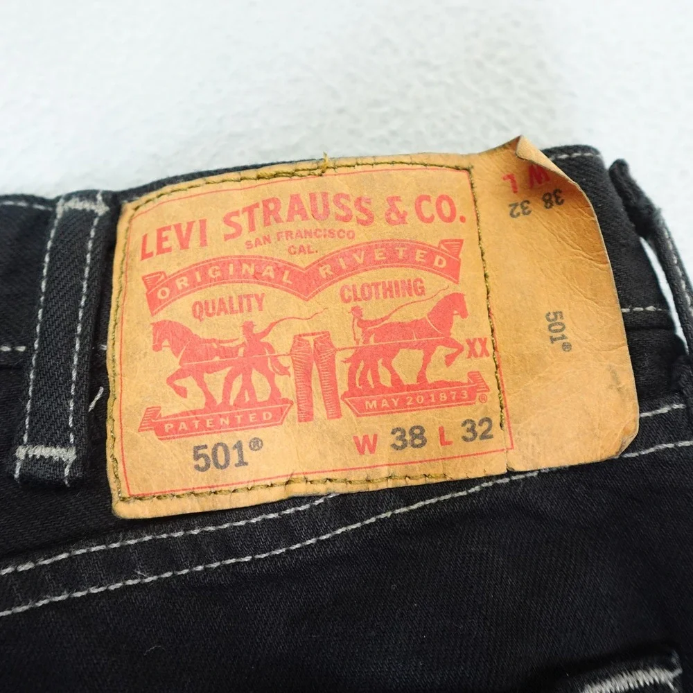 Levi's 501 Jeans Mens 38x32 Black Original Fit Straight Leg Denim